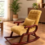 Royal Orange Velvet Rocking Chair